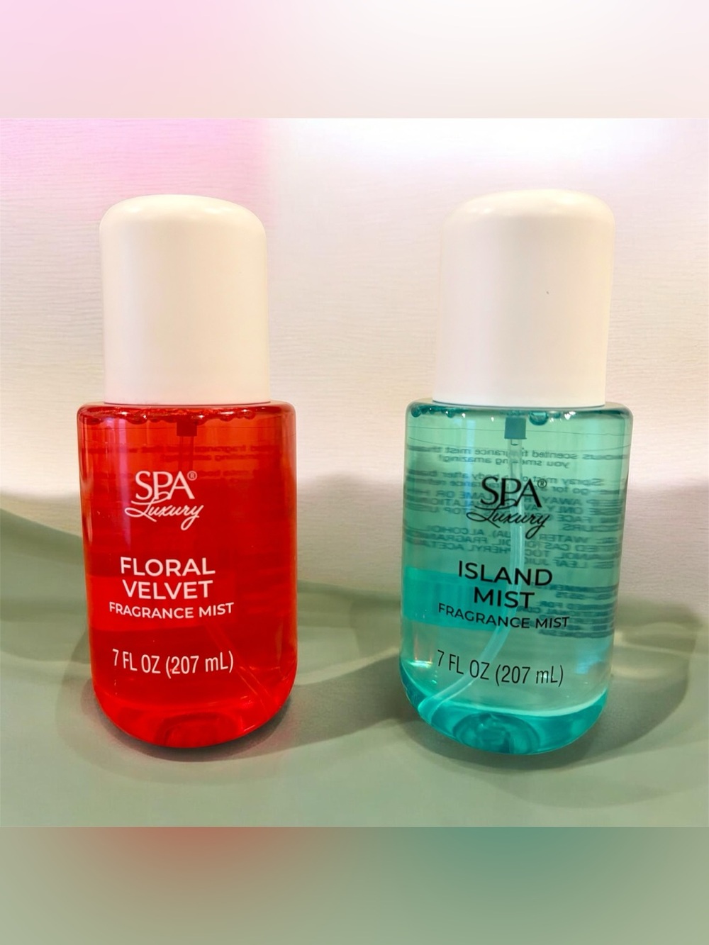 New/Unused Spa Luxury Fragrance Mist Set - Floral Velvet & Island Mist (7 fl oz)